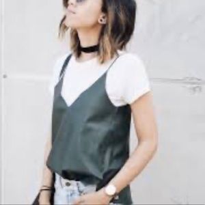 Zara hunter green faux leather tank NEW